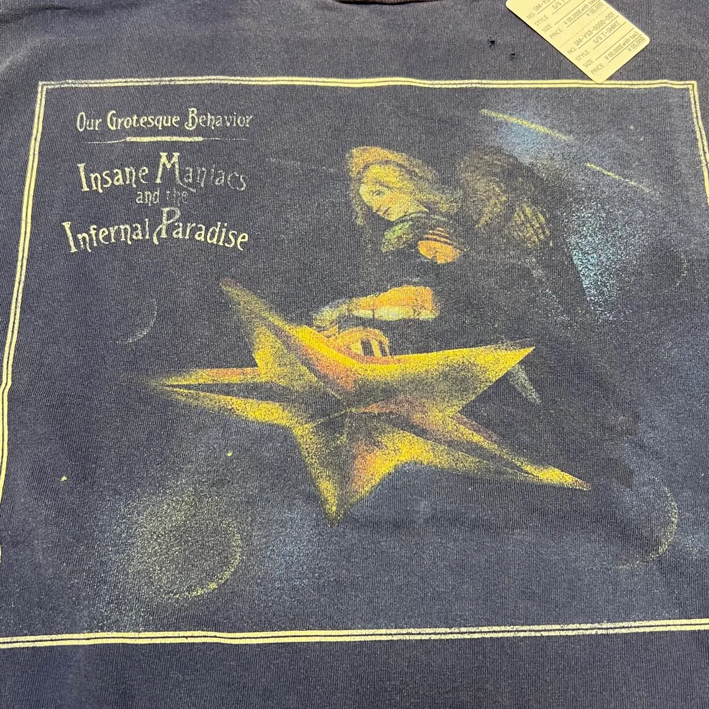CACTUS PLANT FLEA MARKET x SAINT Mxxxxxx STAR SS TEE/NAVY New CPFM star smiley holed distressed short sleeves Washed blue S-XL Genuine consistent tube weaving without side seams High weight OE yarn fabric Assute dyeing Multiple horse fades Heavy wash water Worn holes Customized joint main mark/wash mark/little angel anti-counterfeiting label